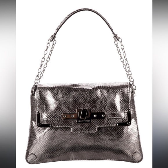 Jill Stuart Silver Embossed Chain Shoulder Bag - Picture 1 of 11